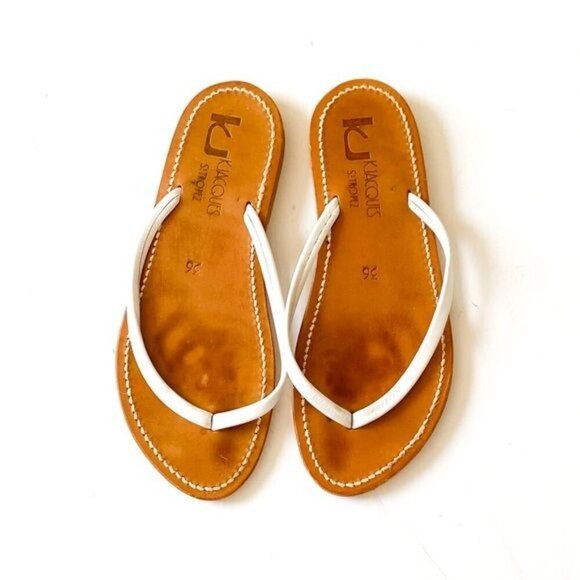 K JACQUES St Tropez Venise Flip-Flops in White Leather, Size 36 EU - Picture 3 of 8